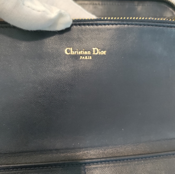 Dior Navy Blue Zip round wallet Cannage - Picture 10 of 14